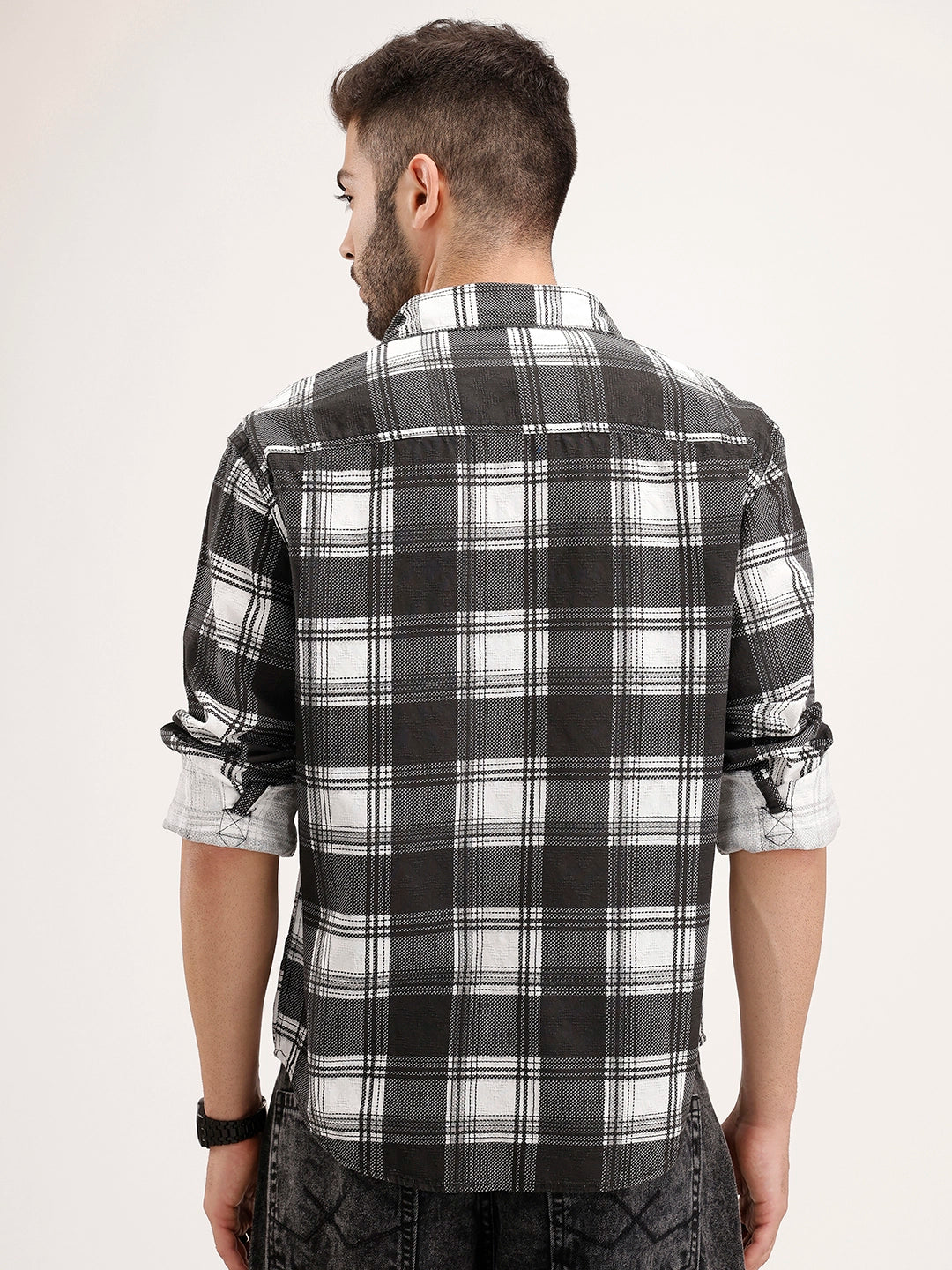 Classic Double Pocket Checkered Shirt | Black