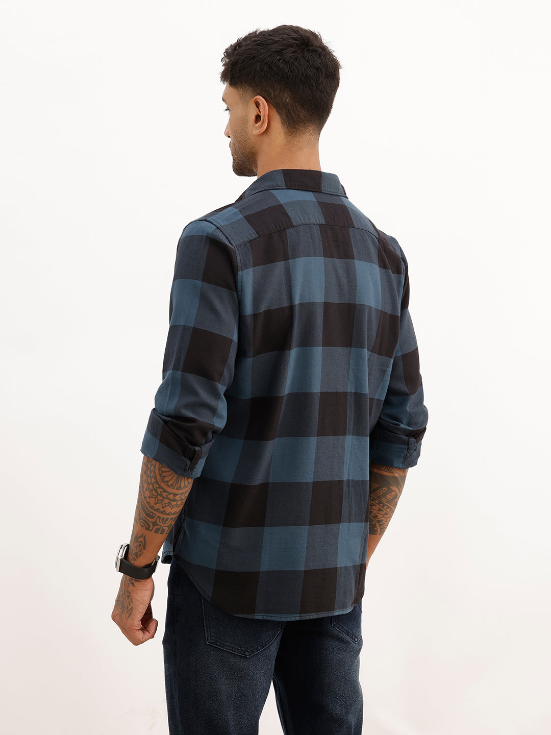 Regular Fit Checkered Full Sleeve Shirt | Brown