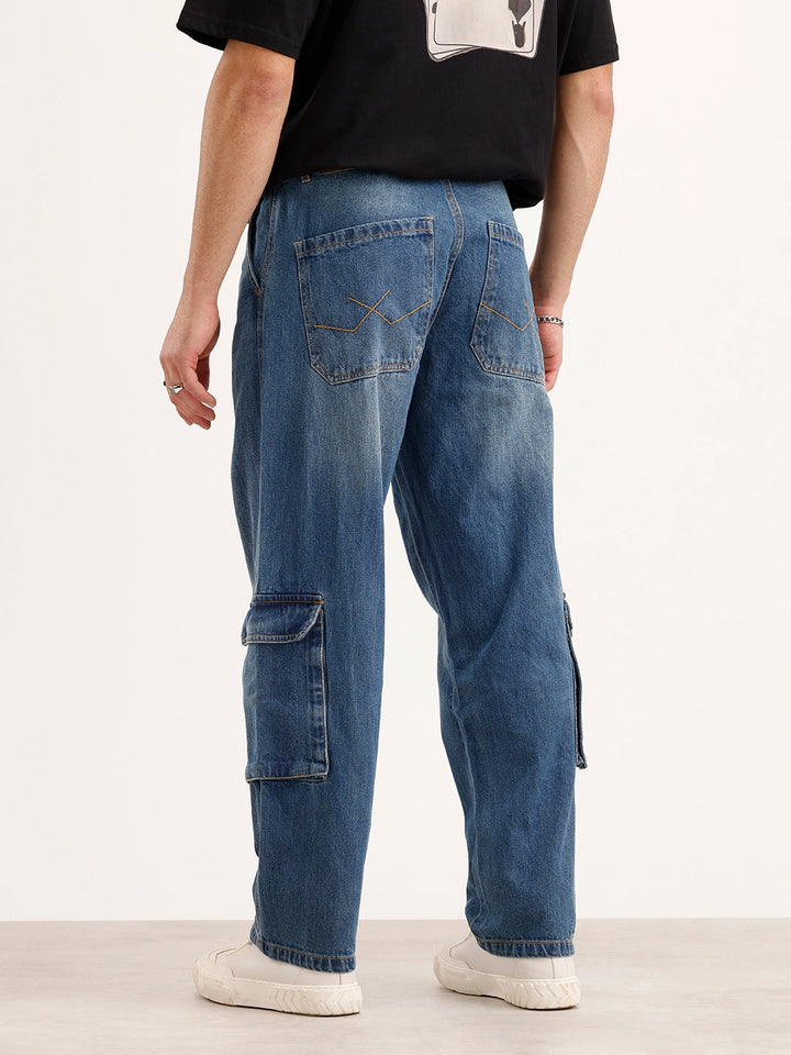 Loose FiT Cargo Denim Jeans | Blue