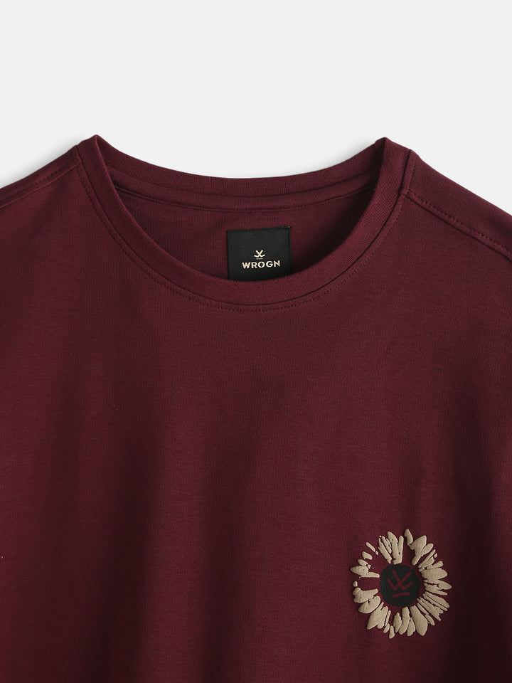 Puff Print Oversized T-Shirt | Maroon