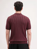 Slim Fit Flat Knit Polo T-Shirt | Maroon
