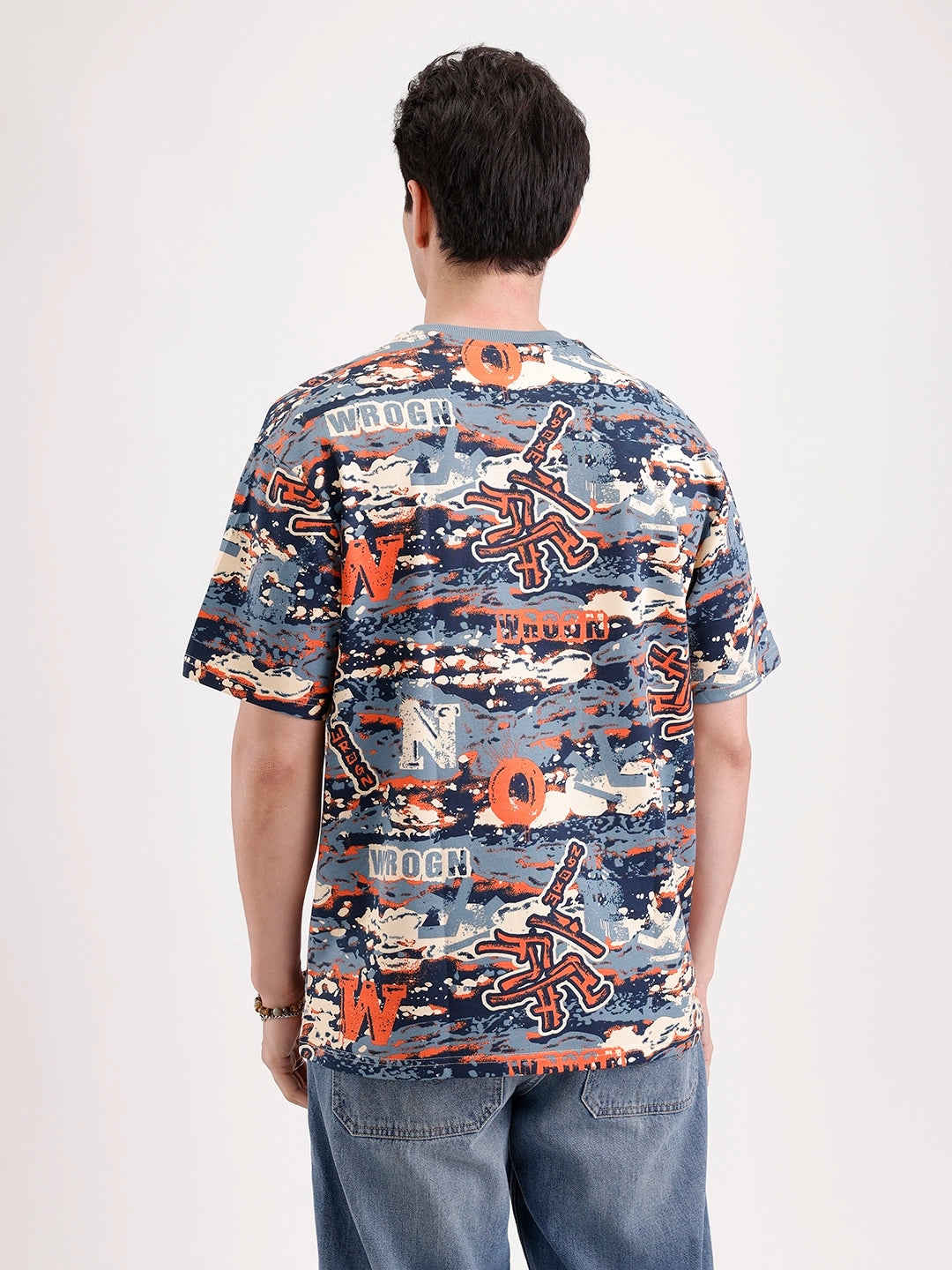 Classic Oversized AOP T-Shirt  | Navy Blue