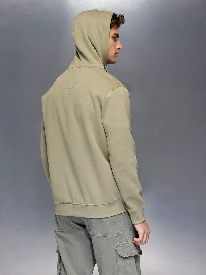 Soft fleece hoodie with tonal logo & stitch detail | Light Green