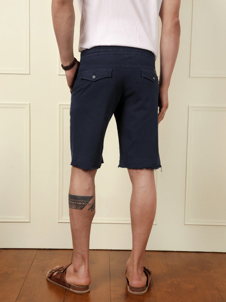 Drawstring Waist Navy Shorts