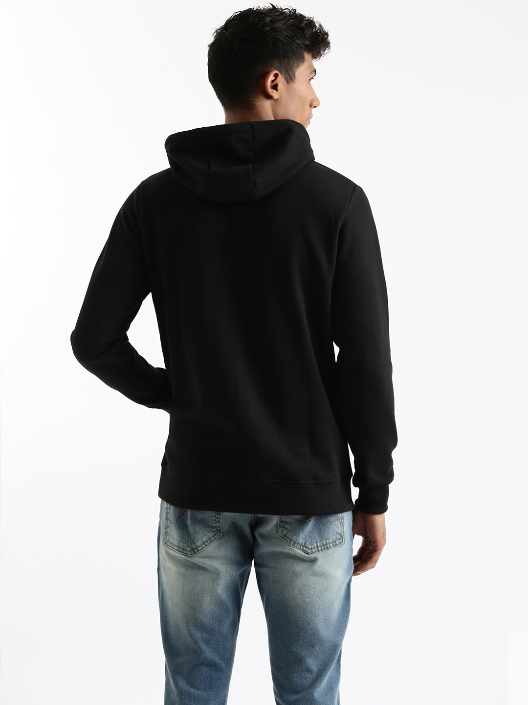 Printed Comfort Black Hoodie