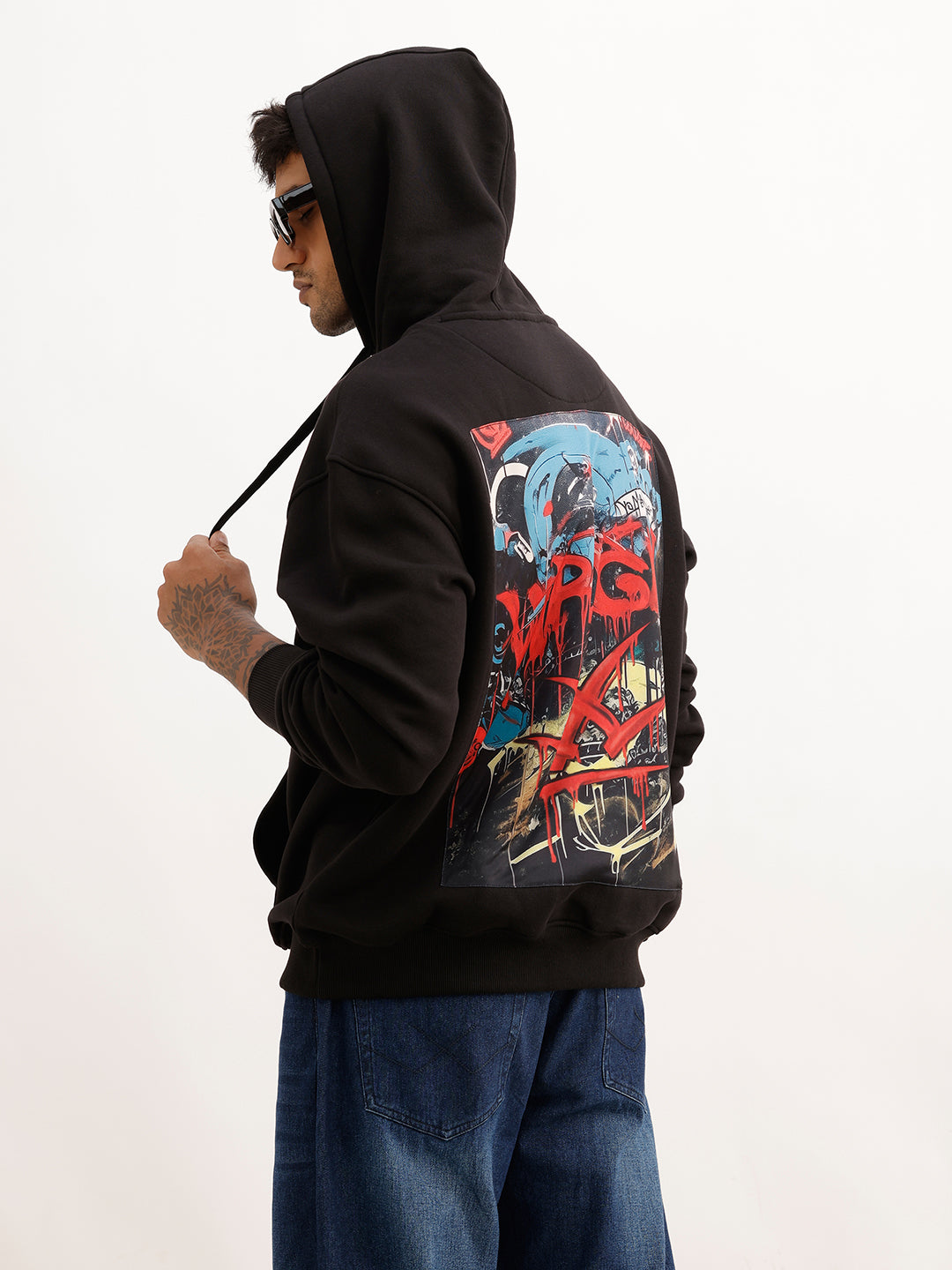 Classic Comfort Fit Back Printed Hoodie | Dark Green