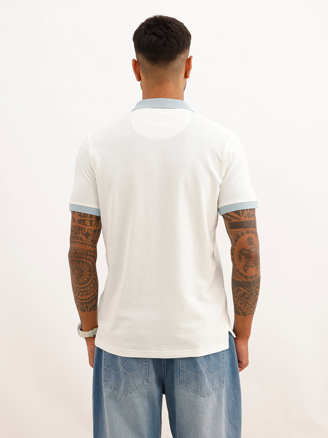 Regular Fit Placement Printed Polo T-Shirt | Off White
