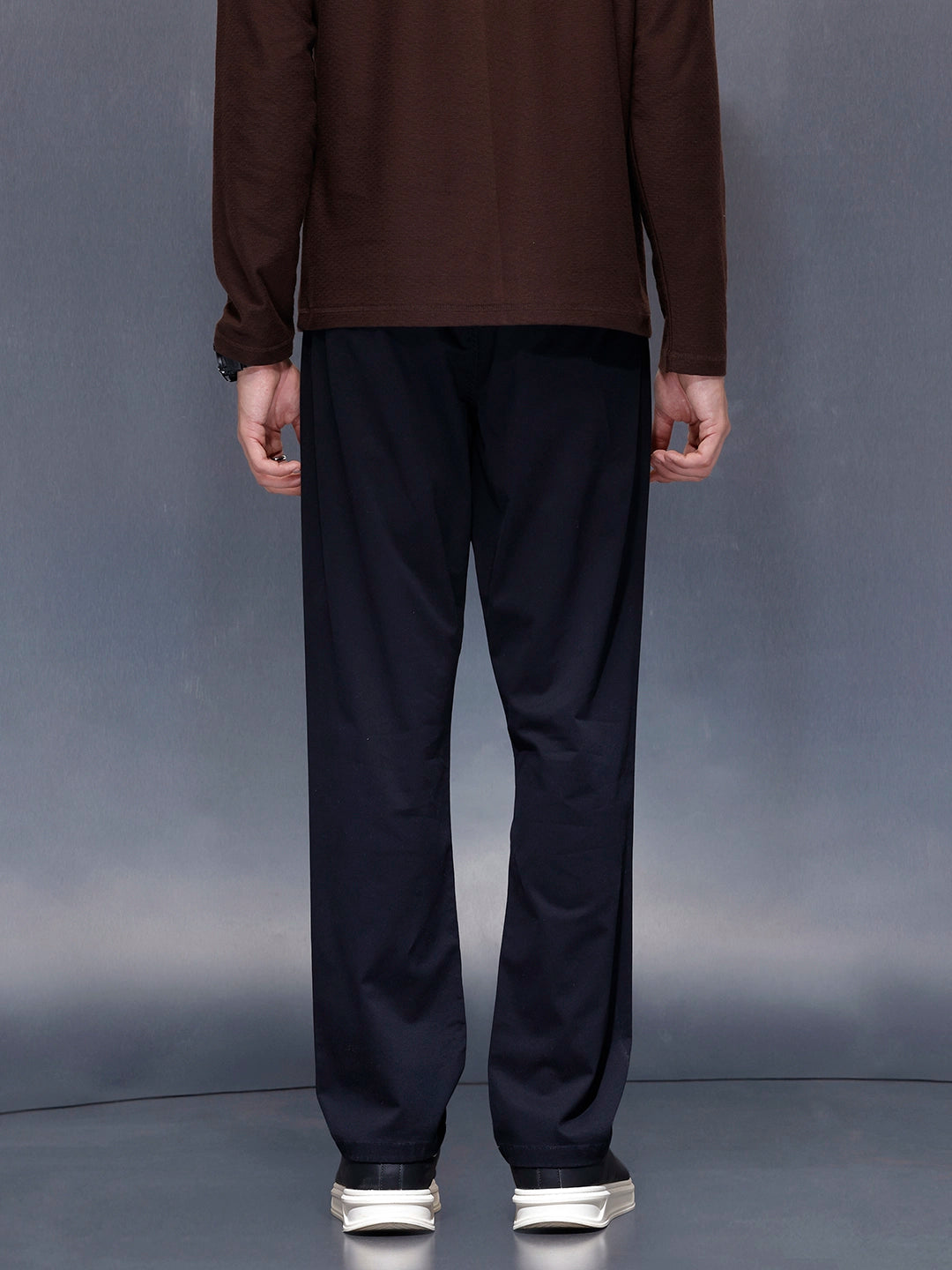 Men’s solid black cotton chinos | Navy