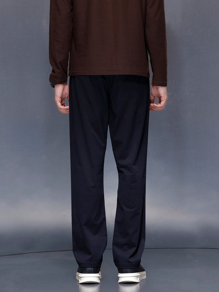 Men’s solid black cotton chinos | Navy