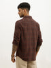Slim Fit Checkered Full Sleeve Shirt | Brown
