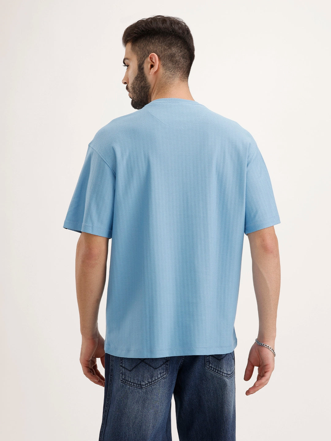 Solid Oversized Half Sleeve T-Shirt | Blue