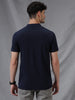 Solid Texture Navy Polo T-Shirt