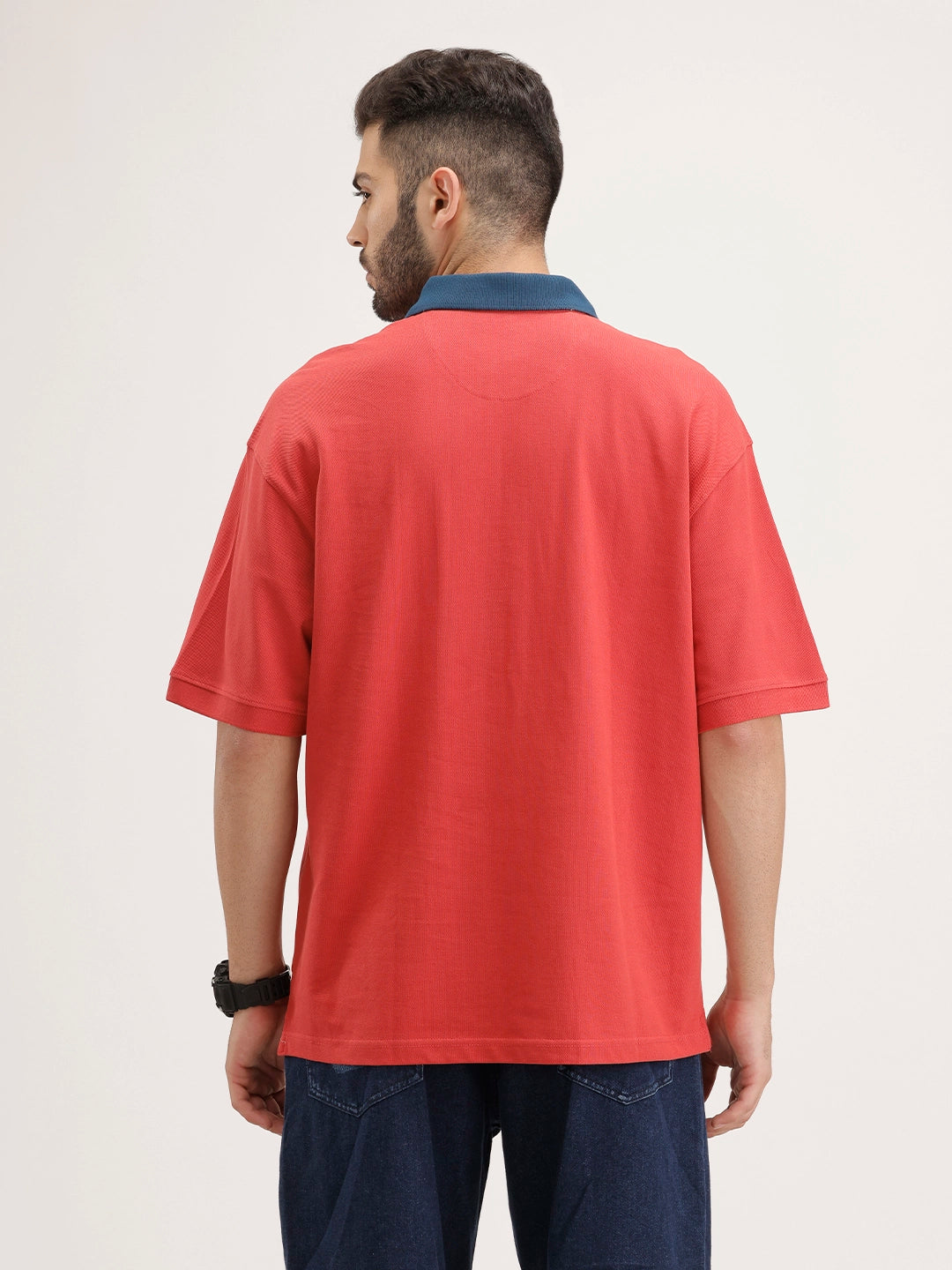 Oversized Placement Printed T-Shirt | Red