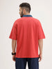 Oversized Placement Printed T-Shirt | Red