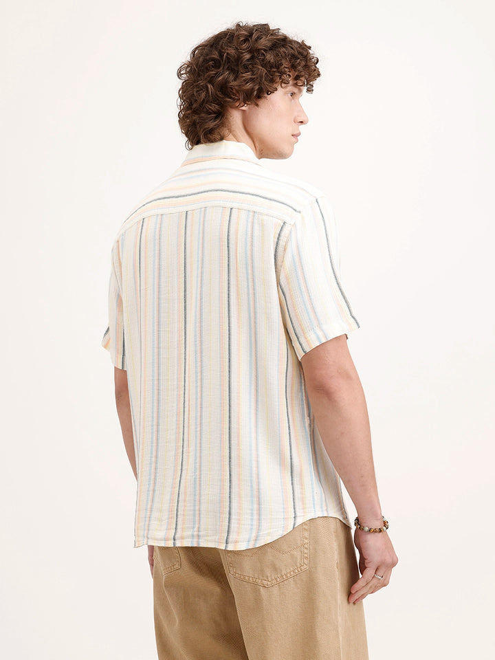 Resort Collar Striped Shirt | Off White