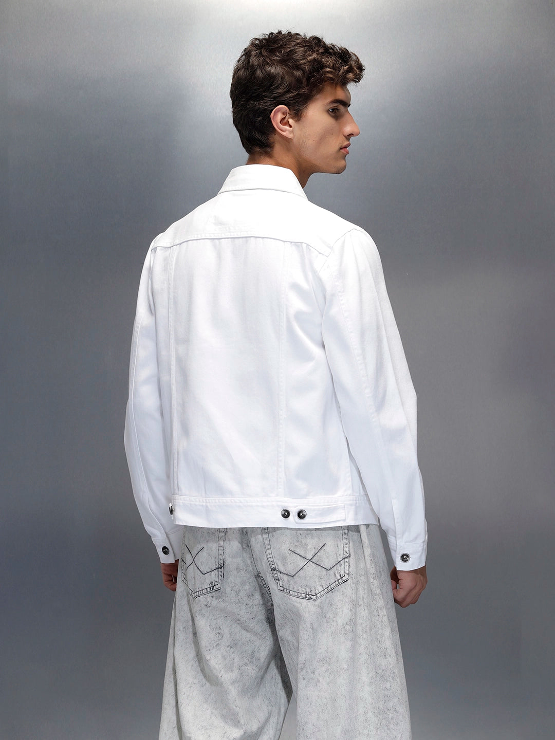 Wrogn Men’s Classic Slim Fit Denim Jacket | White