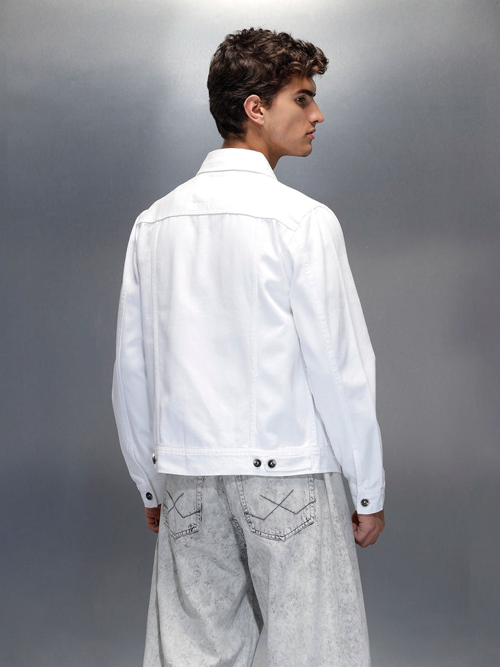 Wrogn Men’s Classic Slim Fit Denim Jacket | White