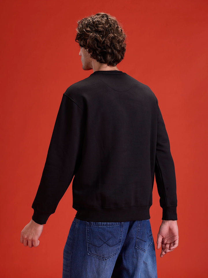 Wrogn Graphic Printed Comfort Fit Sweatshirt | Black