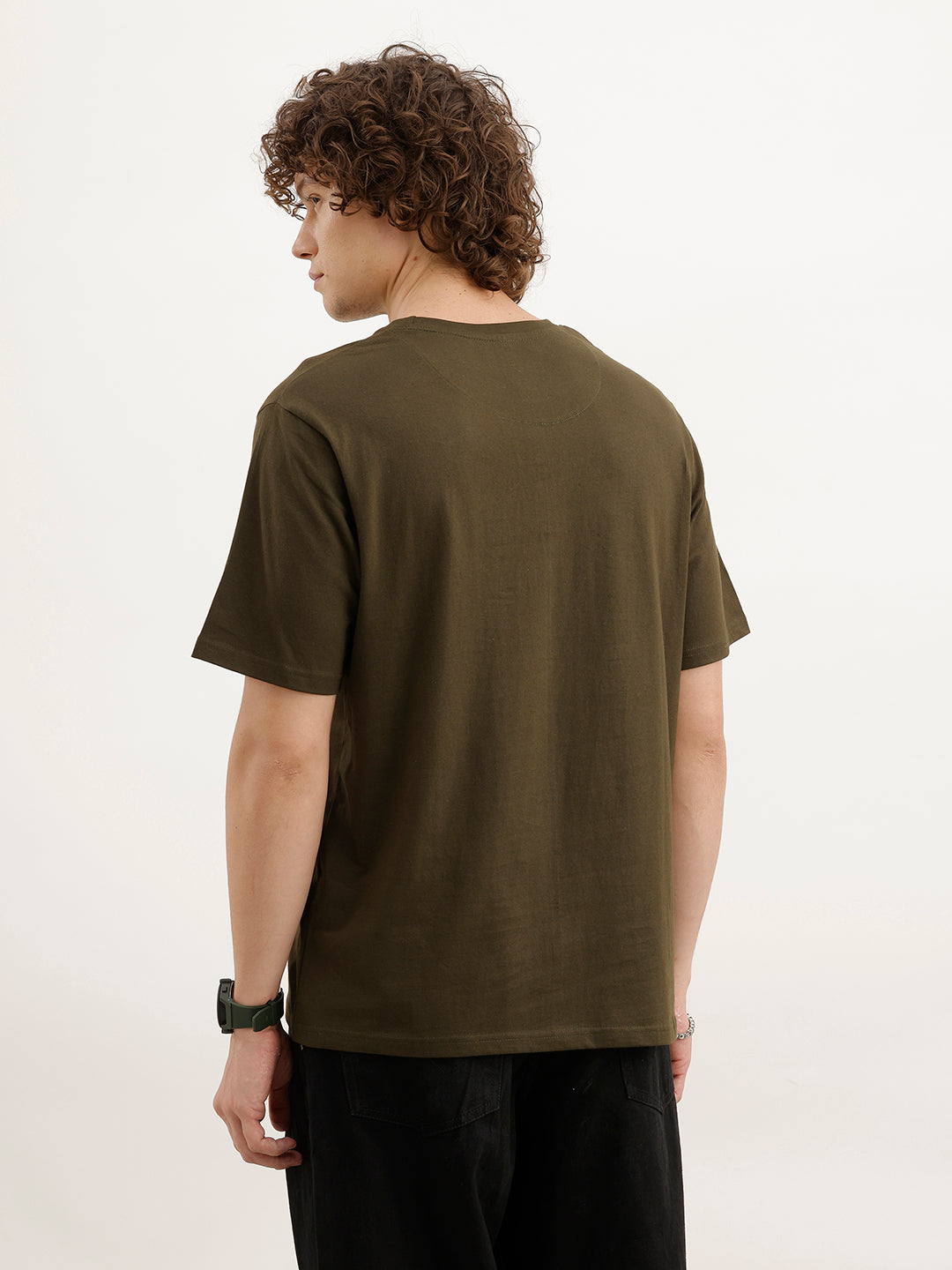 Comfort Fit Foil Printed T-Shirt  | Olive