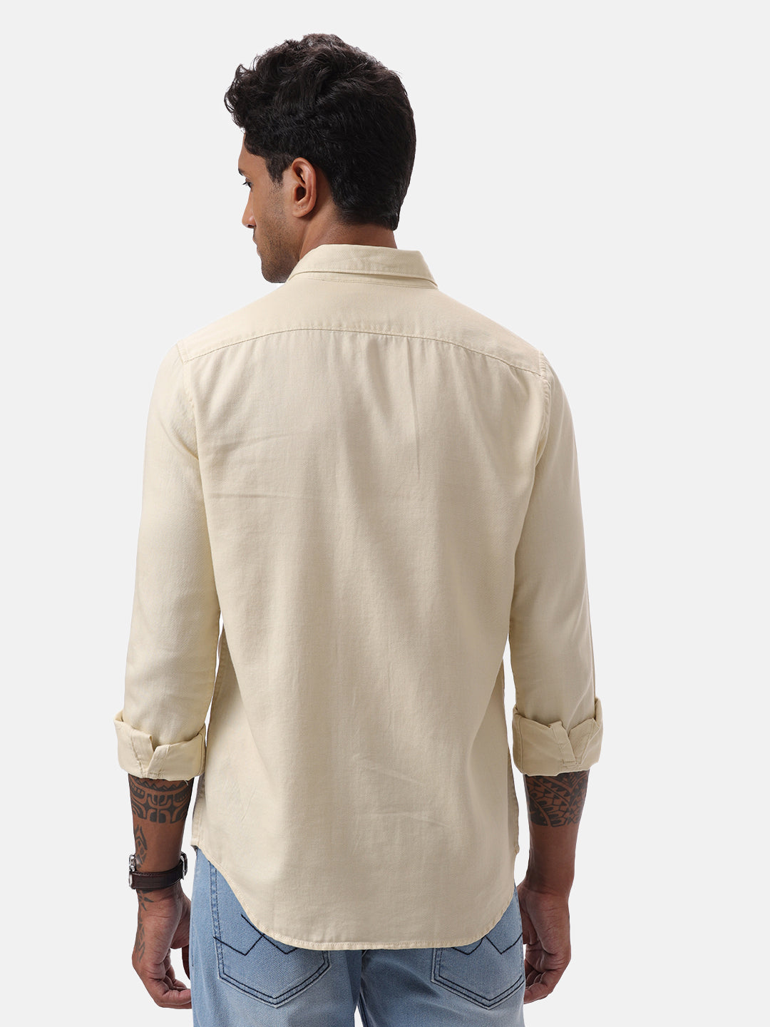 Beige Solid Basic Shirt