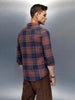 Men's Casual Slim Fit Checkered Pattern Shirt | Navy Blue