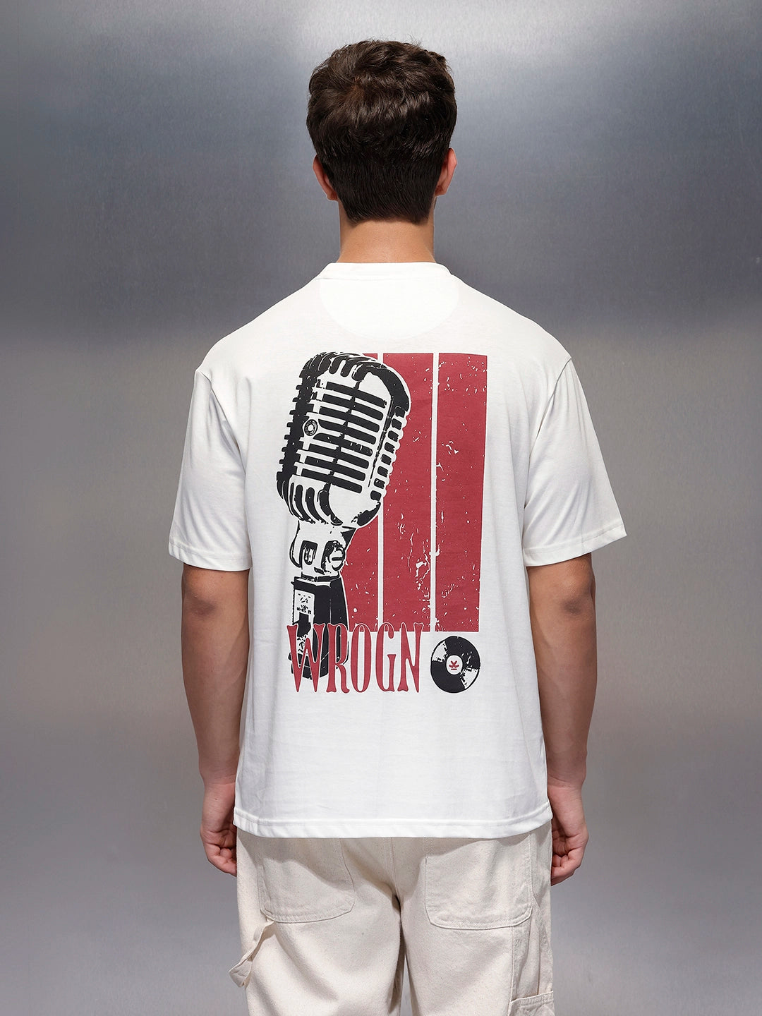 Casual Back Printed Oversized T-Shirt  | White