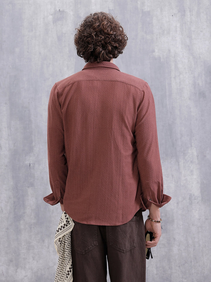 Textured Regular Fit Shirt | Pink