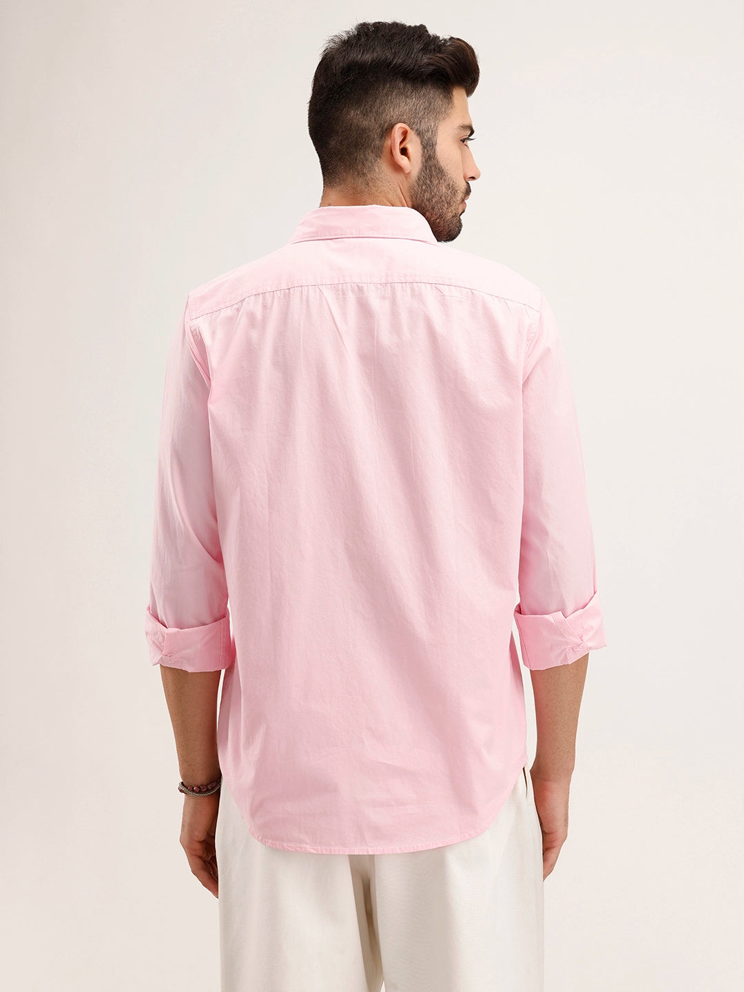 Solid Regular Fit Full Sleeve Shirt | Pink