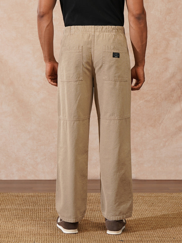 Solid Loose Fit Trousers | Khaki