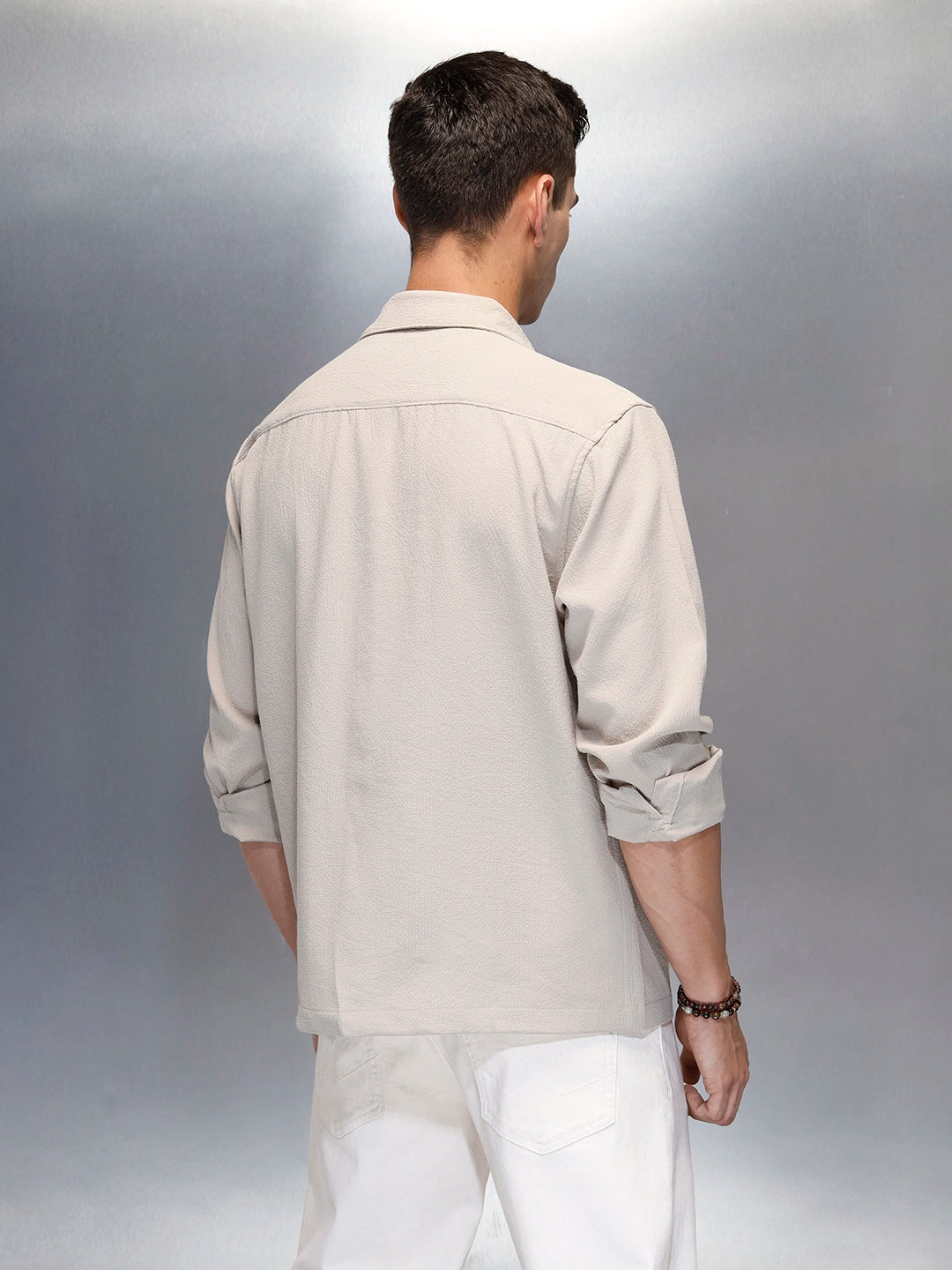Men's Casual Comfort Fit Utility Pockets Shirt | Beige