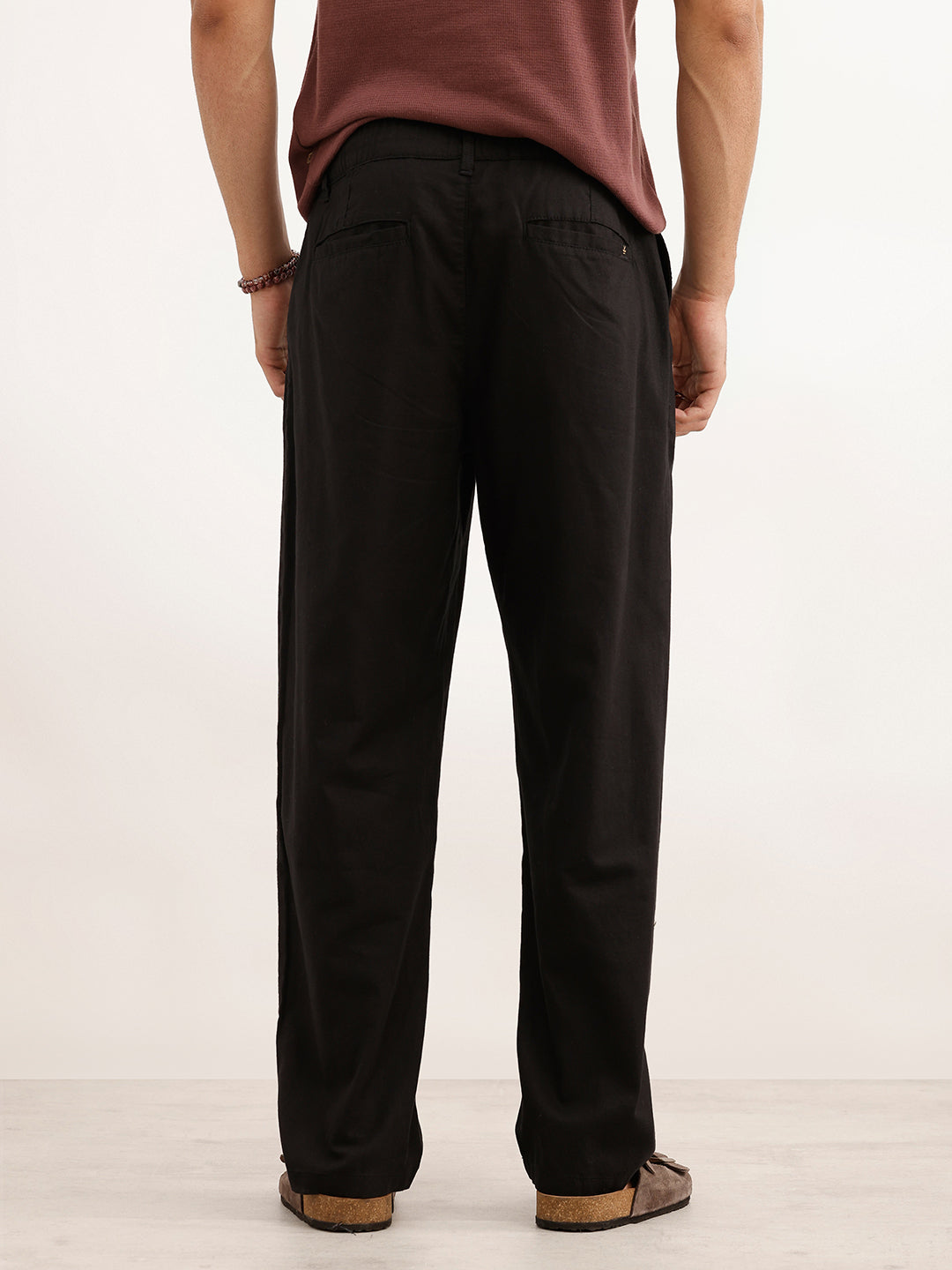 Classic Solid Loose Fit Trouser | Black