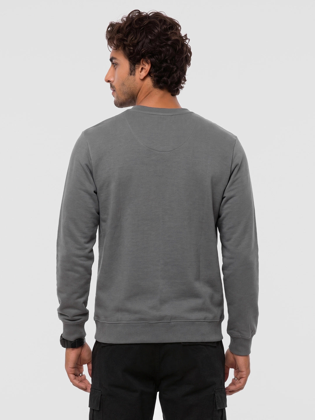 Slim Fit Placement Printed Sweatshirt | Grey