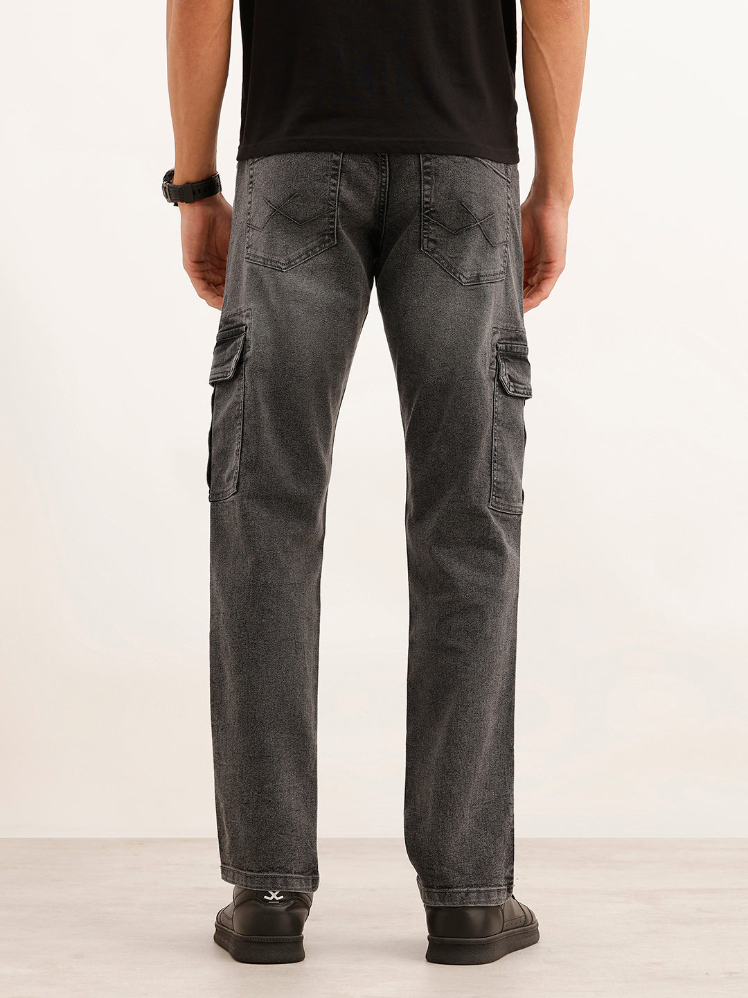 Classic Straight Fit Denim Cargo | Grey