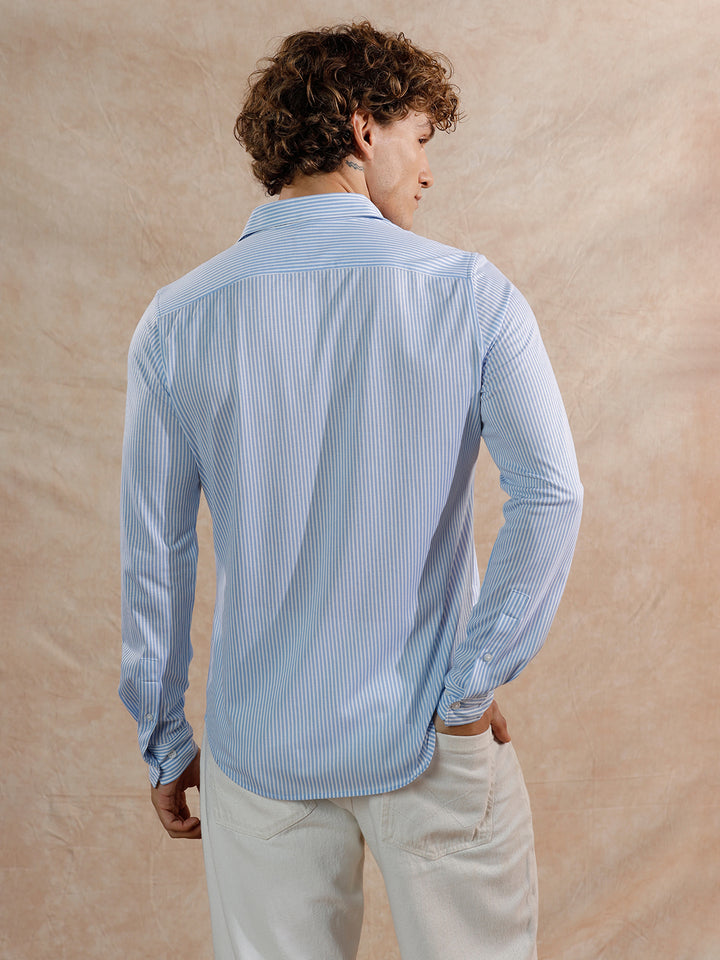 Solid Stretch Slim Fit Shirt | Blue