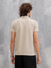 Textured Jacquard Self Design Polo In Slim Fit | Beige