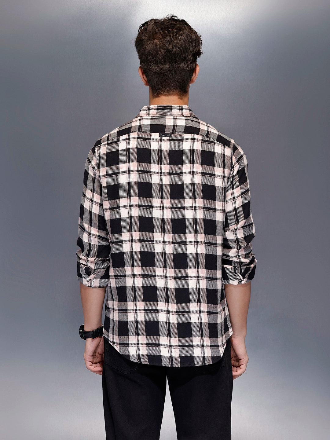 Men’s modern bold check casual shirt | Brown