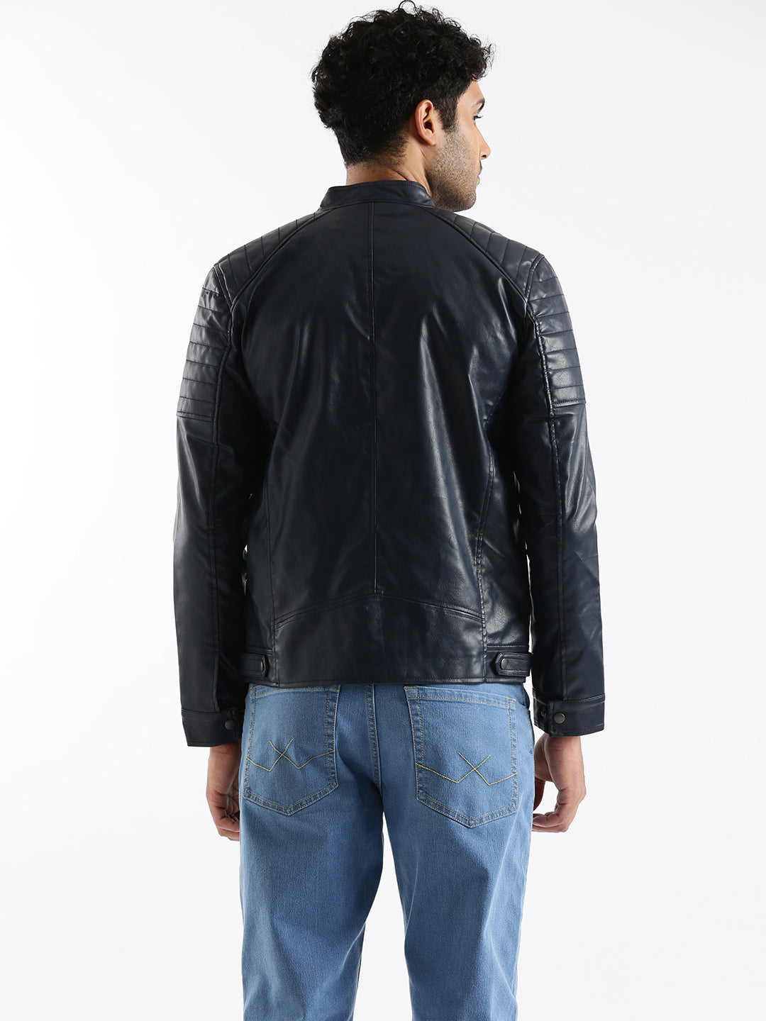 Shoulder Patch Leather Jacket