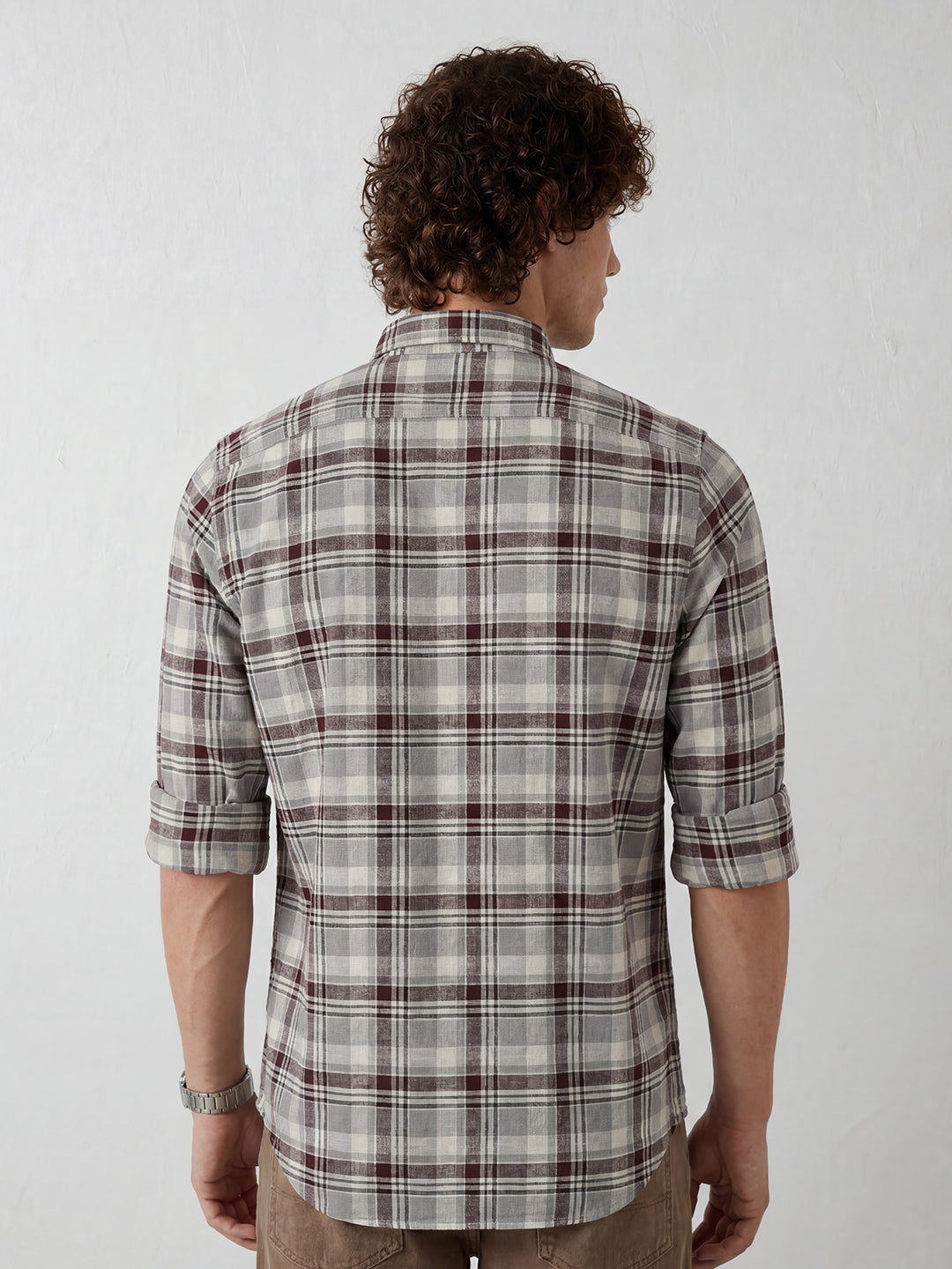 Regular Fit Checkered Shirt | Maroon