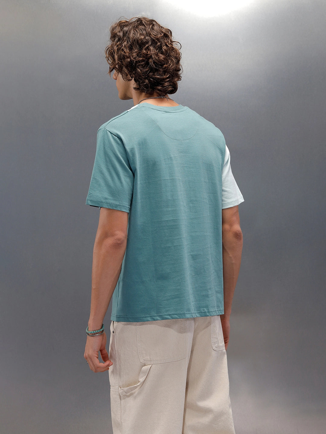 Colourblock Comfort Fit Casual T-shirt | Teal