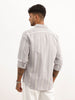 Slim Fit Striped Embroidered Detail Shirt | Grey