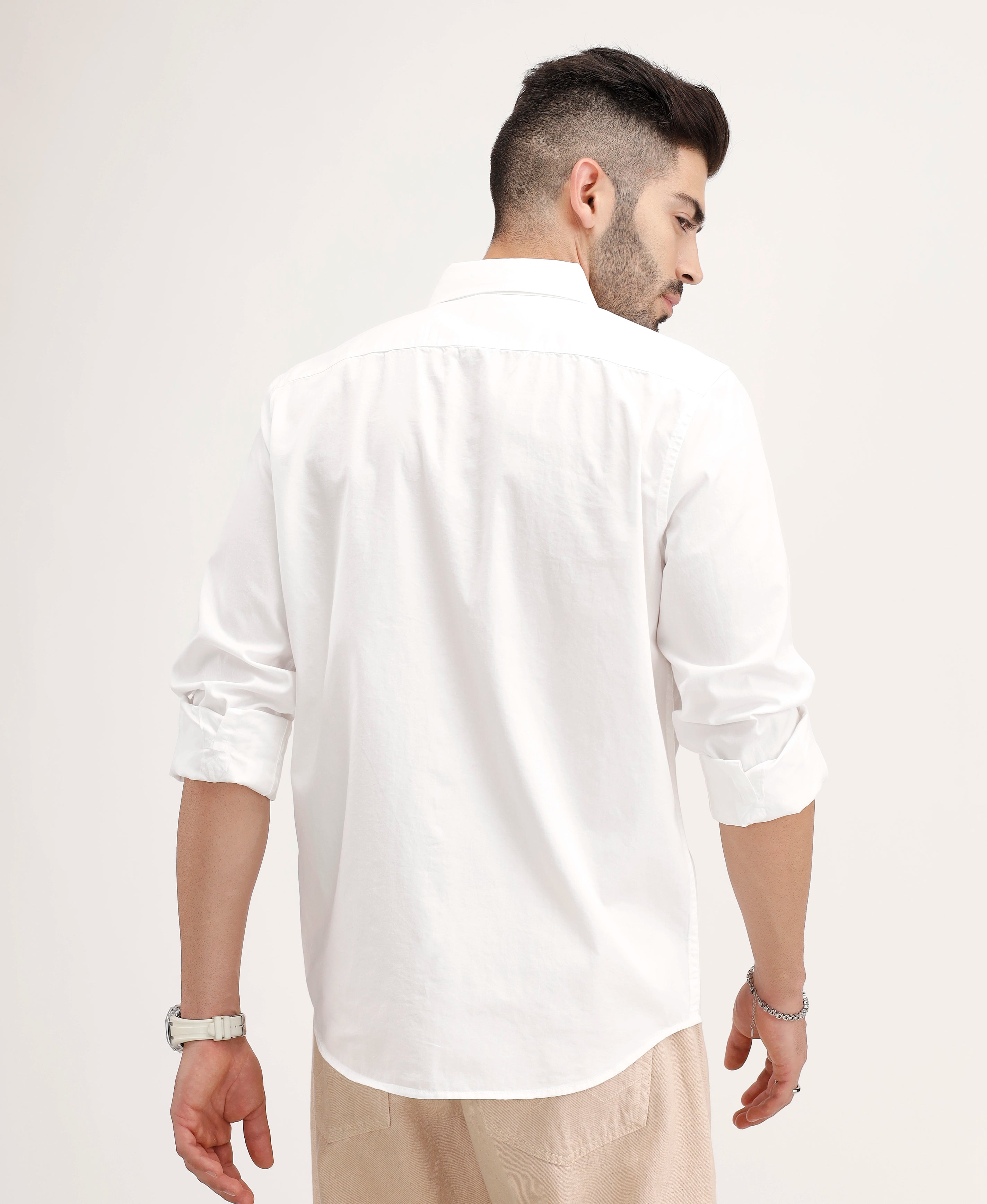 Slim Fit Placement Printed Shirt | White