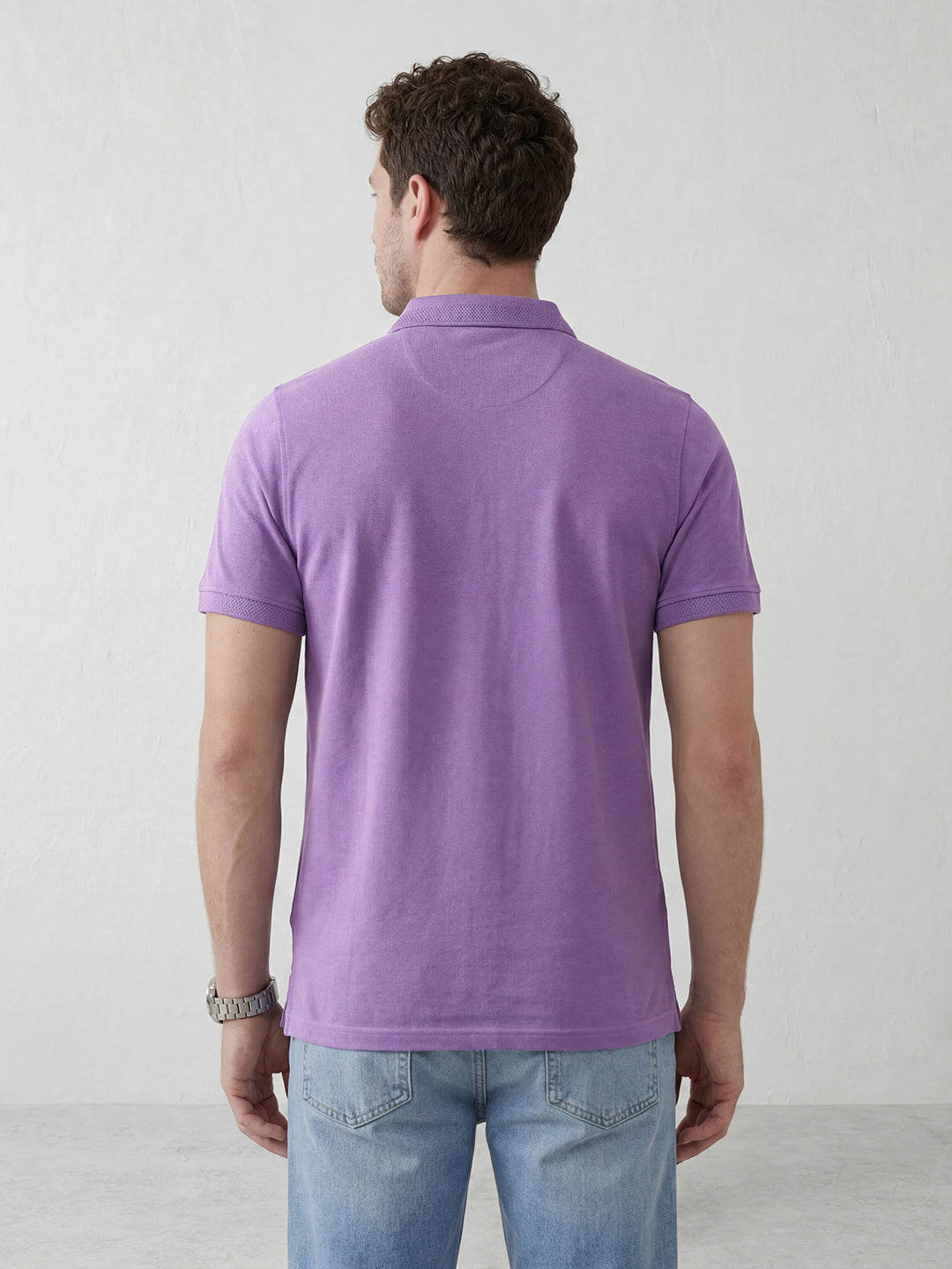 Elevated polo tee with Embroidered Detail I Lavender