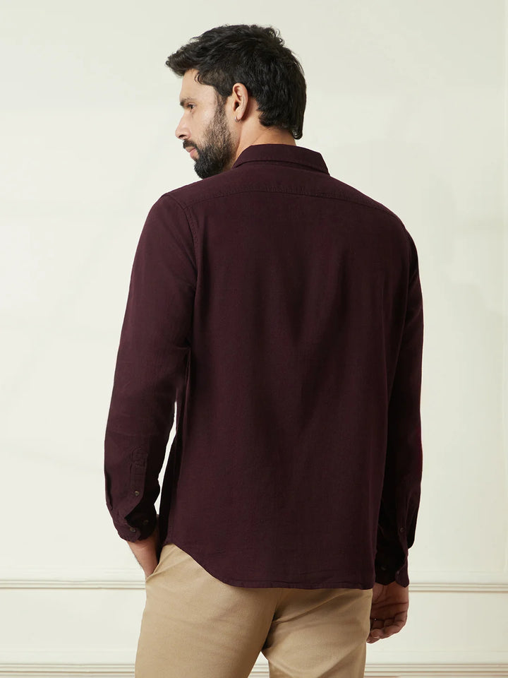 Textured Slim Fit Shirt | Maroon