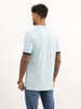 Slim Fit Contrast Sleeve Polo T-Shirt | Light Blue