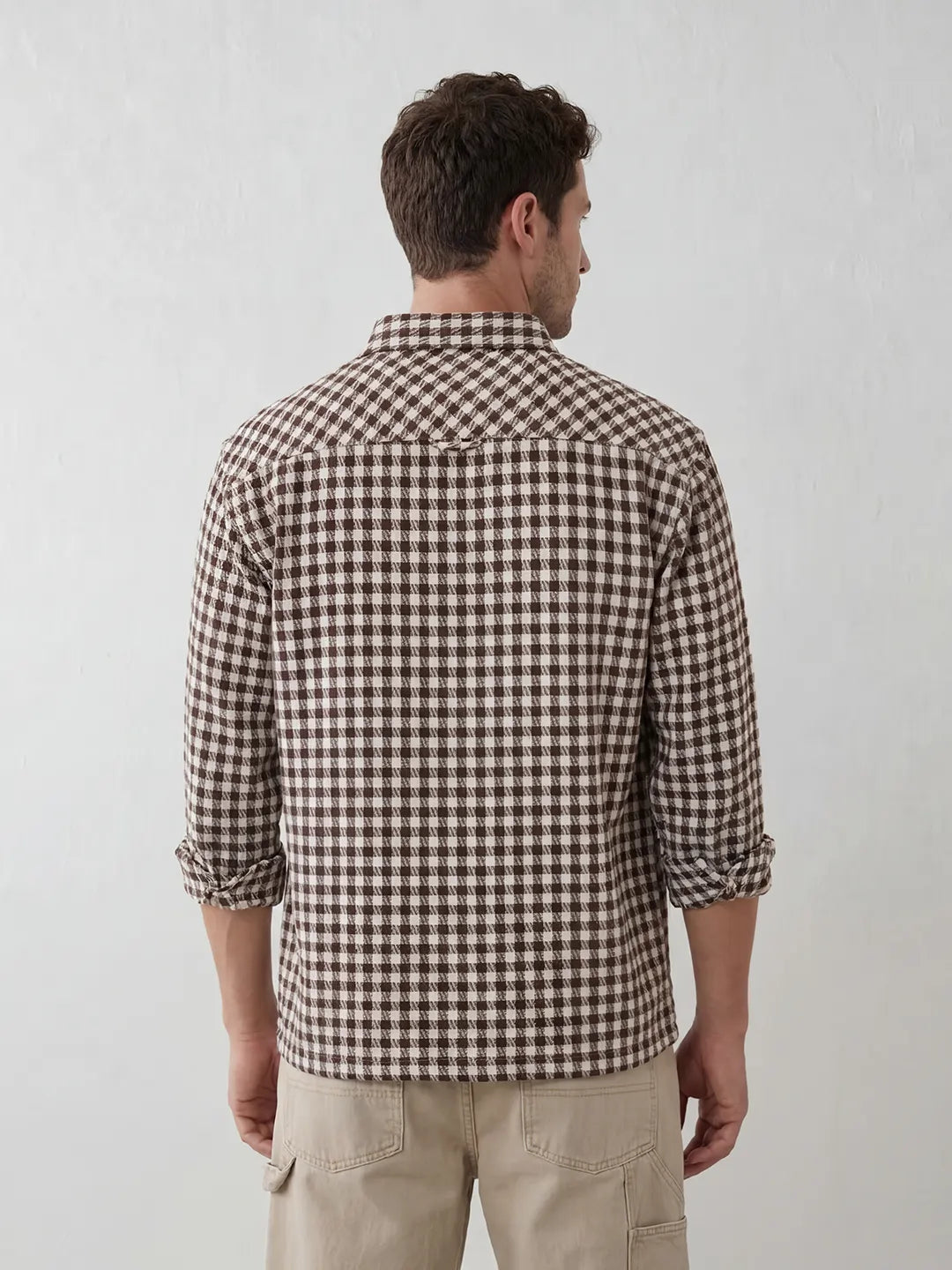 Comfort Fit Double Pocket Checkered Shirt | Brown