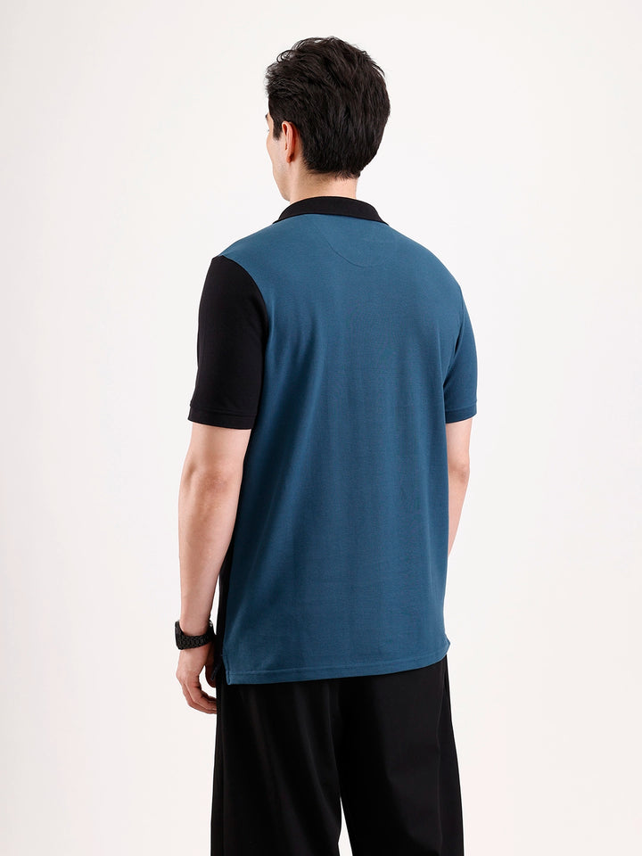 Cut & Sew Polo T-Shirt   |  Teal