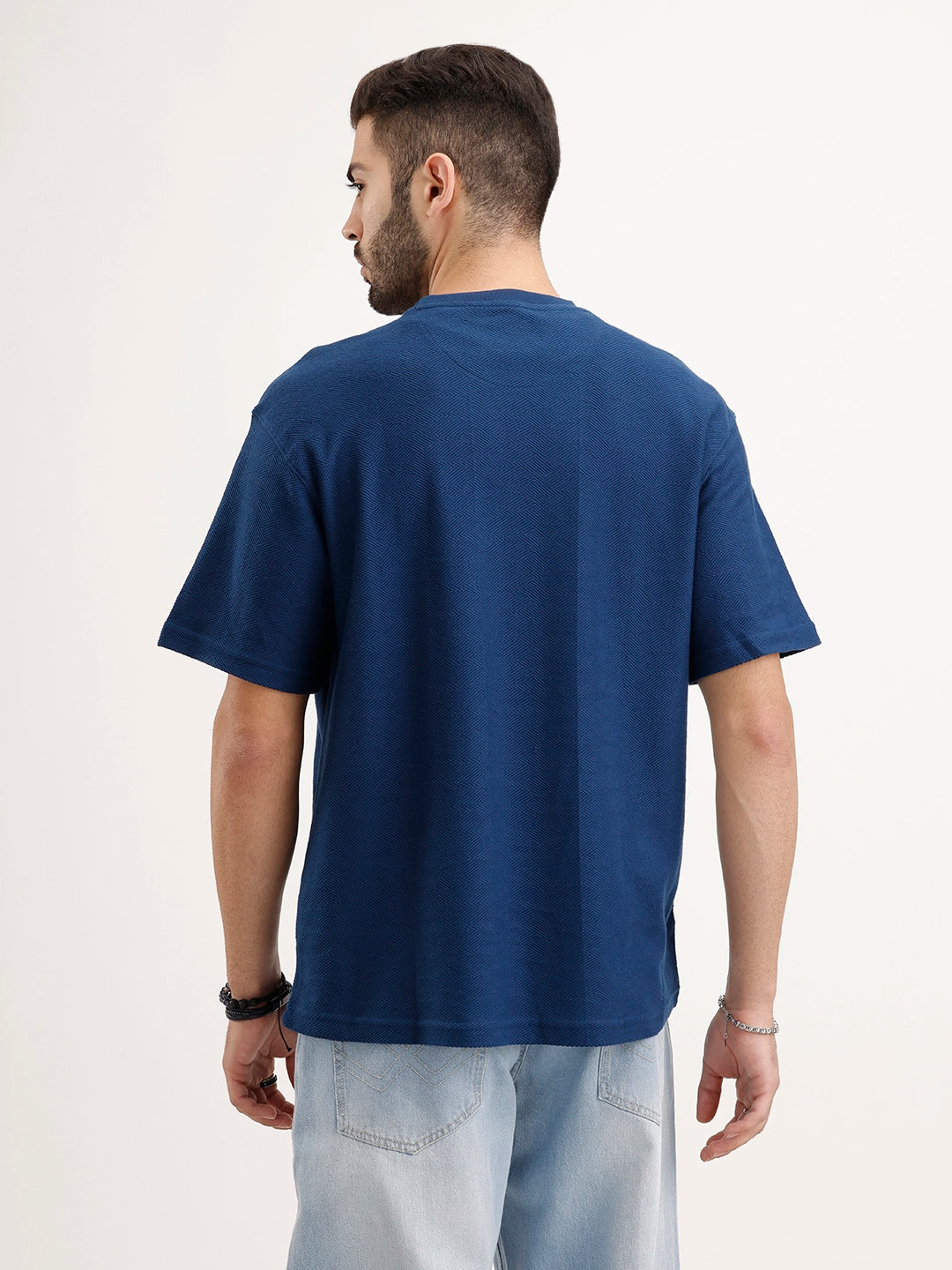 Oversized Textured T-Shirt | Dark Blue