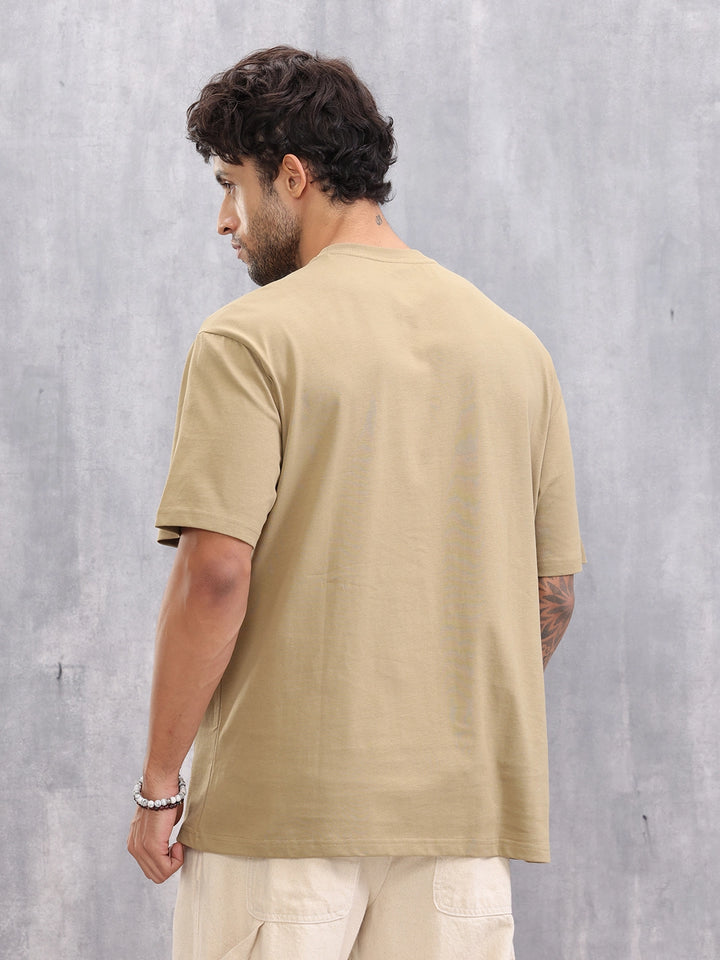 Retro Graphic Printed Oversized Fit T-shirt | Beige