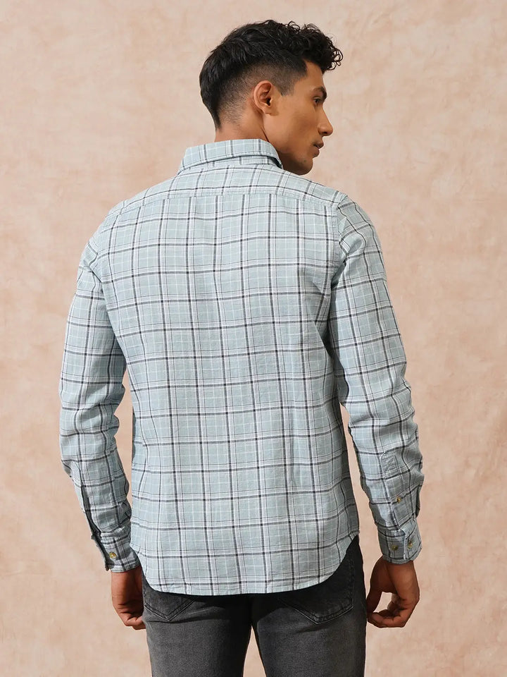 Textured Tonal Check Shirt | Blue