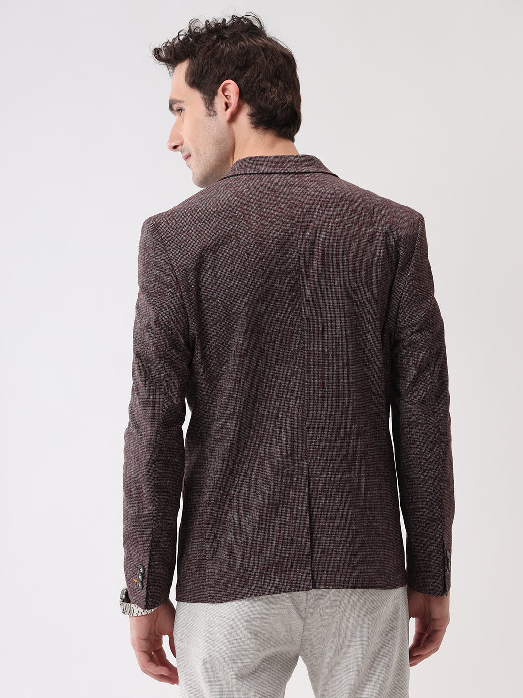 Checked Perfection Maroon Blazer